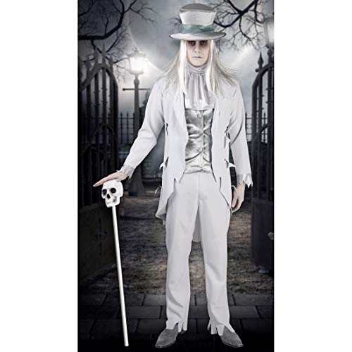 Amakando Elegantes GRAF-Dracula-Kostüm Edelmann/Weiß XL (54/56) / Gruseliges Zombie-Outfit Hochzeitsanzug/EIN Blickfang zu Horror-Party & Halloween von Amakando