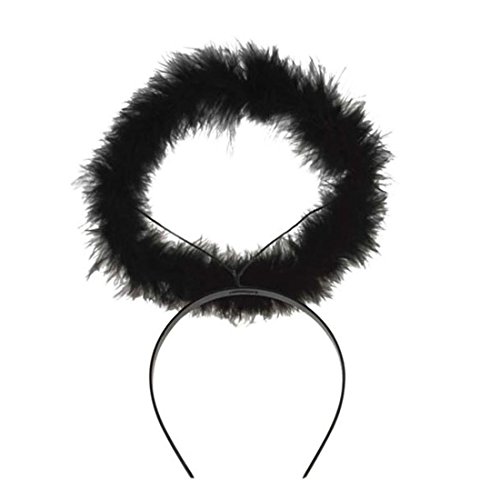 Amakando Engel Haarreifen Heiligenschein schwarz Aureole Glorie Haarreif Engelchen Kostüm Accessoire Damen Engelkostüm Glorienschein von Amakando