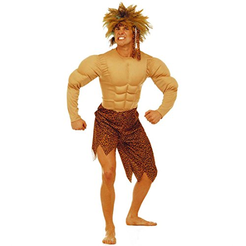 Amakando Faschingskostüm Tarzan Kostüm Dschungel | Herrenkostüm L (52) | Männer Muskelkostüm Jungle | Höhlenmensch Dschungelkostüm | Steinzeit Karnevalskostüm Urmensch ideal für Fasching und Karneval von Amakando