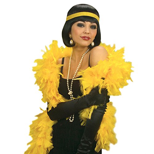 Amakando Federboa gelb Federschal lang 1,80 m Charleston Feder Boa 20er Jahre Fasching Federstola Mafia Flapper Gatsby Rio Karneval Schal Samba Party Damenschal Travestie Drag Queen Stola von Amakando