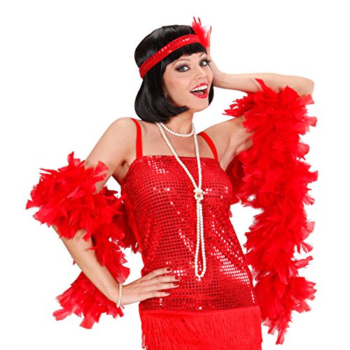 Amakando Federboa rot Federschal lang 1,80 m Charleston Feder Boa 20er Jahre Fasching Federstola Mafia Flapper Gatsby Rio Karneval Schal Samba Party Damenschal Travestie Drag Queen Stola von Amakando