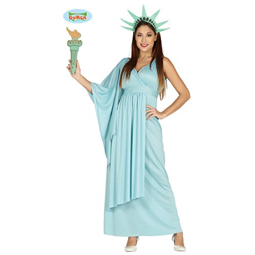 Amakando Freiheitsstatue Damenkostüm - M (38/40) - Statue of Liberty Kleid Amerika Verkleidung USA Griechinkostüm Antike Wahrzeichen New York Freiheitsstatue Kostüm von Amakando