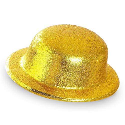 Amakando Funkelnder Bowler-Hut für Männer & Frauen/Gold/Auffälliger Melonenhut für Damen & Herren/Genau richtig zu Fasching & Geburtstagsfeier von Amakando