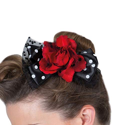 Amakando Gepunkteter Polka Dots Haarclip mit Rose/Pin Up Girl Haarschmuck im Fifties-Look/Bestens geeignet zu Karneval & Mottoparty von Amakando