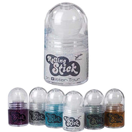 Amakando Glitzer Roller Glittermakeup Regenbogen Glitzerschminke Rollerstick Roll-on Glitter Stick Karneval Accessoires Fasching Kosmetik Make Up Schimmer Schminke von Amakando