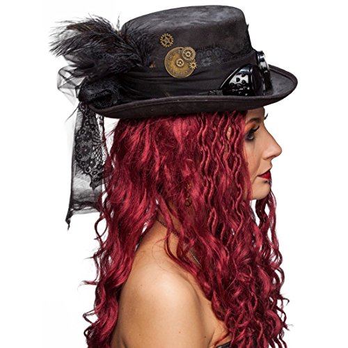 Amakando Gothic Zylinder Steampunk Hut schwarz Accessoire Retrofuturismus Viktorianische Kopfbedeckung Punk Kostüm Accessoire Zylinderhut Retrolook Amakando Gothic Zylinder Steampunk Hut schwarz Accessoire Retrofuturismus Viktorianische Kopfbedeckung Punk Kostüm Accessoire Zylinderhut Retrolook von Amakando