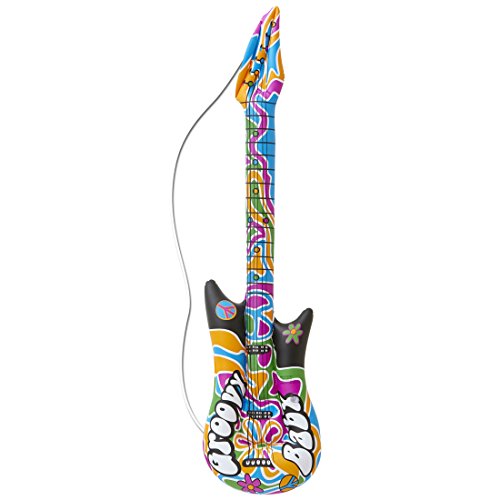 Amakando Groovy Luftgitarre Aufblasbare Hippie Gitarre 105 cm Rockstar Gummigitarre Rockgitarre aufblasbar 60er Jahre Kostüm Zubehör Luft Musikinstrument von Amakando