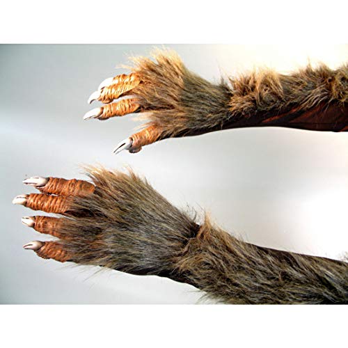 Amakando Haarige Monster Handschuhe Werwolf Hände Wolfskrallen Ellenbogen Handschuhe Werwolf Krallen Körperteil Imitat Wolfshände von Amakando