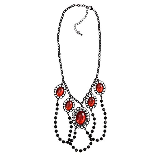 Amakando Halloween Halskette Gothic Kette rot Hexen Collier mit Steinen und Perlen Vampir Hals Schmuck Manor Perlenkette Modeschmuck Accessoire Amakando Halloween Halskette Gothic Kette rot Hexen Collier mit Steinen und Perlen Vampir Hals Schmuck Manor Perlenkette Modeschmuck Accessoire von Amakando
