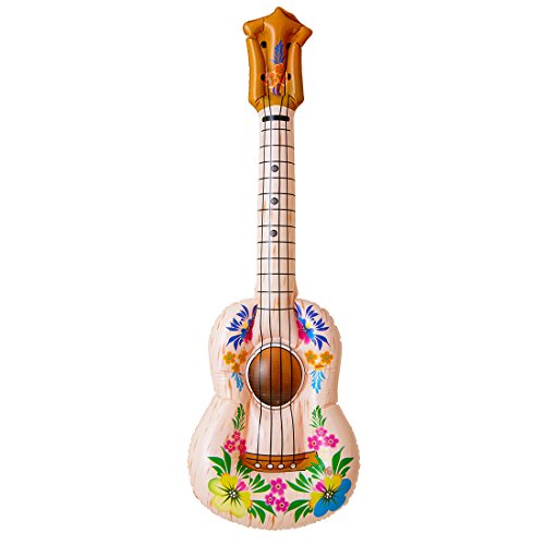 Amakando Hawaii Gitarre Ukulele Luftgitarre aufblasbar Hula Blumen Gummigitarre PVC Aloha Strand Aufblasgitarre Mottoparty Musikinstrument Sommer Party Spielzeuggitarre von Amakando