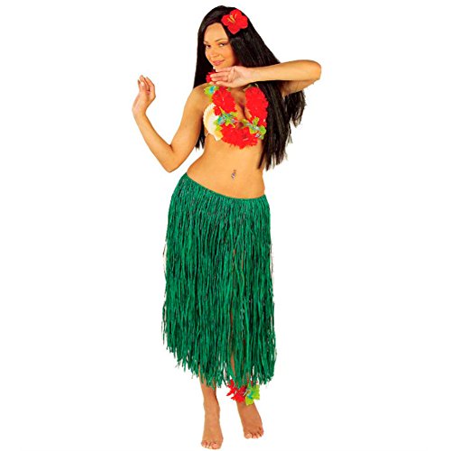 Amakando Hawaii Rock Hula Bastrock grün, 78 cm Hawaiirock Strand Aloha Partyrock Honolulu Damenrock Mottoparty Verkleidung von Amakando