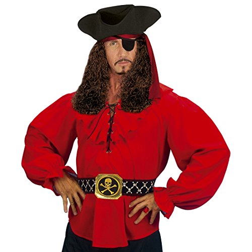 Amakando Herrenhemd Pirat Rotes Piratenhemd M/L 50/52 Seeräuber Gewandung Mittelalter Hemd Piraten Kostüm Herren Freibeuter Mittelalterhemd von Amakando