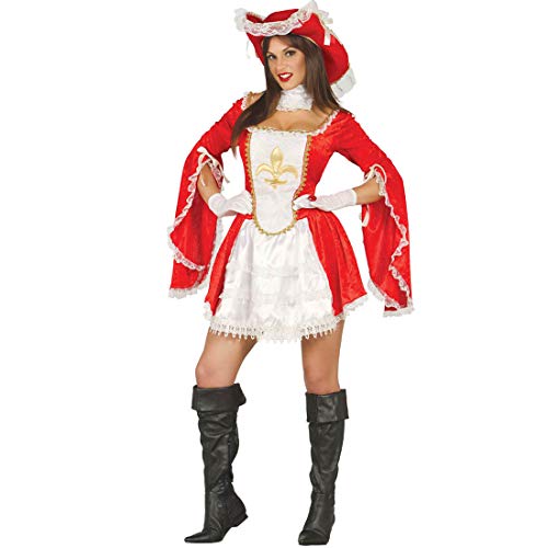 Amakando Hinreißendes Piratin-Kostüm für Damen/Rot-Weiß XL (46/48) / Musketiere Damenkostüm Piratenbraut/Bestens geeignet zu Karneval & Mittelalterfest von Amakando