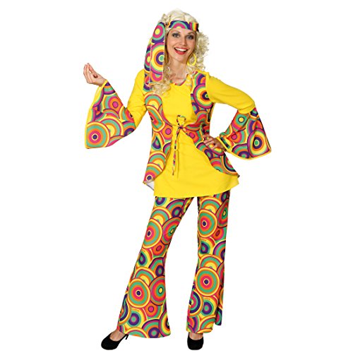 Amakando Hippiekostüm Damen Flower Power Damenkostüm L 42/44 70er Jahre Anzug Hippie Kostüm Karneval Kostüme bunt Peace Faschingskostüm Woodstock 60er Jahre Damenanzug von Amakando