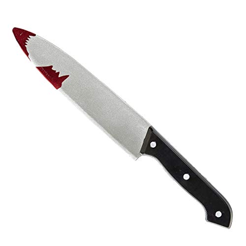 Amakando Horror Fleischermesser - Klinge mit Blut/Schwarz-Silber 30cm / Blutverschmiertes Metzger-Messer als Kostüm-Accessoire/Genau richtig zu Halloween & Gruselparty von Amakando