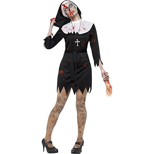 Amakando Horror Nonnenkostüm - XL (46/48) - Kostüm Ordensschwester Zombiekostüm Damen Damenkostüm Ordensfrau Horrorkostüm Untote Halloween Zombie Nonne von Amakando