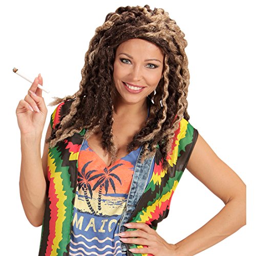Amakando Jamaika Rastaperücke Bob Hippie Damenperücke mit Locken Lockenperücke Pirat Rasta Herrenperücke Reggea Man Piratenperücke Jack Sparrow Rastafari Perücke mit Dreadlocks von Amakando