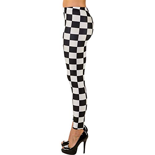 Amakando Karierte Leggins für Frauen Harlekin/Schwarz-Weiß in Größe L/XL (44-50) / Eng Anliegende Damen-Pants mit Karos/EIN Blickfang zu Fasching & Themenabend von Amakando