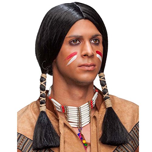 Amakando Karnevalsperücke Indianer Indianerperücke schwarz Herrenperücke Apachen Faschingsperücke Häuptling Indianerkostüm Accessoire Männerperücke mit Zöpfen Amakando Karnevalsperücke Indianer Indianerperücke schwarz Herrenperücke Apachen Faschingsperücke Häuptling Indianerkostüm Accessoire Männerperücke mit Zöpfen von Amakando