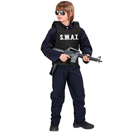 Amakando Kinder SWAT Weste Sondereinheit Einsatzweste Sonderkommando Spezialweste Polizei Polizeiweste Fasching Polizisten Verkleidung Uniform Mottoparty Accessoire Karneval Kostüm Zubehör von Amakando