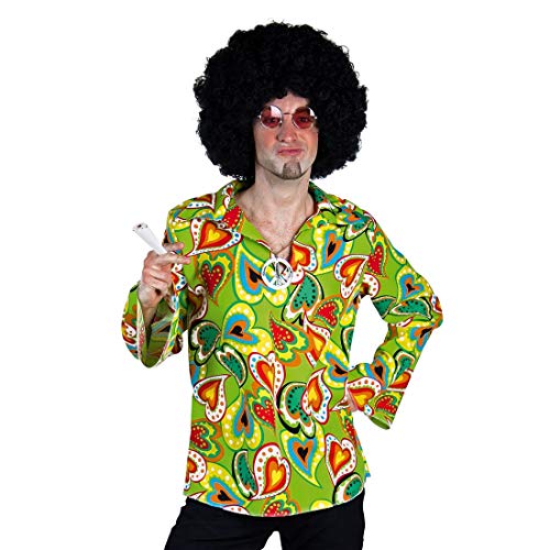 Amakando Knalliges 60er Jahre Männer-Hemd/Grün XXL (60/62) / Farbenfrohes Flower Power Shirt/Perfekt angezogen zu Fasching & Schlagermove von Amakando