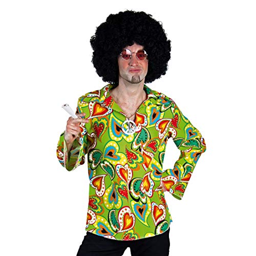 Amakando Knalliges 60er Jahre Männer-Hemd/Grün XL (56/58) / Farbenfrohes Flower Power Shirt/Perfekt angezogen zu Fasching & Schlagermove von Amakando