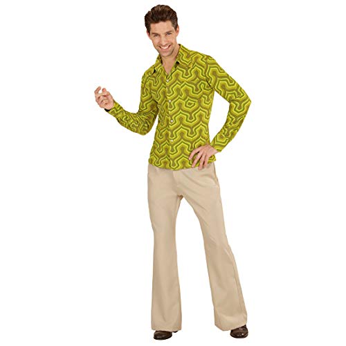 Amakando Kultiges Siebziger & Achtziger Disco-Hemd für Herren/Grün S/M (48/50) / Kult-Outfit Saturday Night Fever/Bestens geeignet zu 70er-Party & Karneval von Amakando