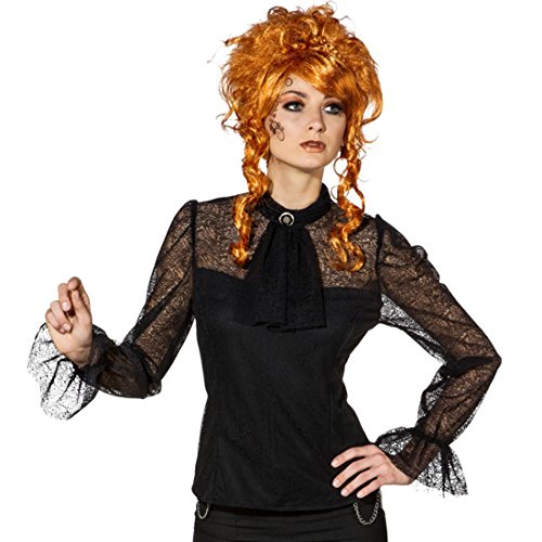 Amakando Langarmbluse mit Jabot - 42/44 (M/L) - Steampunk Bluse Viktorianisches Outfit Burlesque Damenbluse Dark Fashion Steampunk Bluse von Amakando