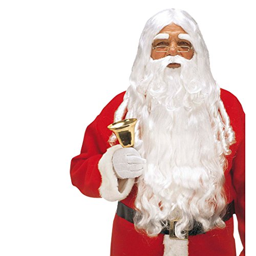 Amakando Langer Weihnachtsmannbart ca. 50 cm und Weihnachtsmannperücke, Deluxe Set, Langer Santa Claus Bart Samichlausbart von Amakando