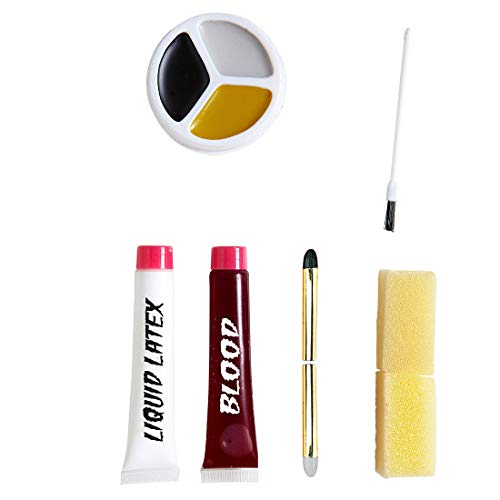 Amakando Leicht anwendbare Halloween-Schminke mit Latexmilch/Halloween Make-up mit Fakeblut zum Schminken von Wunden & Narben/Ideal zu Gruselparty & Horror-Party von Amakando