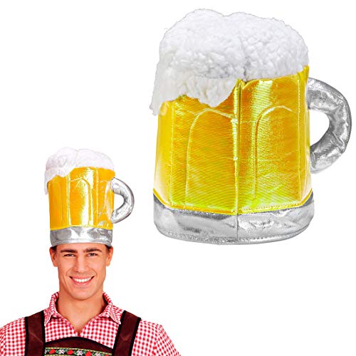 Amakando Lustiger Oktoberfest-Hut Bierkrug für Erwachsene/Gelb/Spaßiger Partyhut Bierglas/Bestens geeignet zu Sommerfest & Grillparty von Amakando