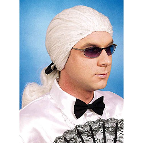Amakando Männerperücke mit Zopf - weiß - Zopfperücke Karneval Faschingsperücke Modezar Lagerfeld Herrenperücke Karnevalsperücke Designer Perücke Karl von Amakando