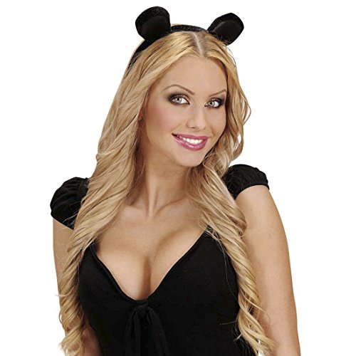 Amakando Mäuschen Ohren Minnie Mouse Haarreifen Samt Maus Tierohren Mausohren am Haarreif Kostüm Accessoires Mäuschen Kopfschmuck Tier Mäuseohren von Amakando