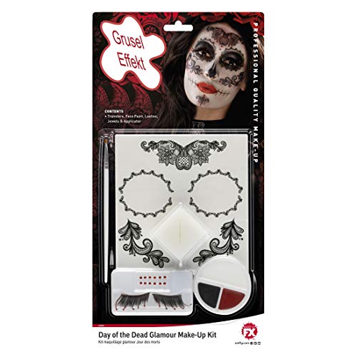 Amakando Nützliches Tag der Toten Make-up Kit/Mehrteilig/La Catrina Kosmetik-Zubehör Sugar Skull/Brauchbar zu Gruselparty & Tag der Toten von Amakando