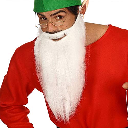 Amakando Origineller Zwergen-Bart mit Oberlippenbart/Weiß/Vielseitig einsetzbarer Vollbart für Nikolaus & Zauberer/Bestens geeignet zu Geburtstagsfeier & Mottoparty von Amakando