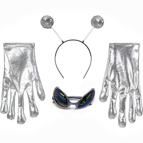Amakando Originelles Weltraum Kostüm-Set Außerirdischer/Silber/Weltall Verkleidung mit Alien-Brille, Antennen-Haarreif und Handschuhen/Perfekt geeignet zu Mottoparty & Kostümfest Amakando Originelles Weltraum Kostüm-Set Außerirdischer/Silber/Weltall Verkleidung mit Alien-Brille, Antennen-Haarreif und Handschuhen/Perfekt geeignet zu Mottoparty & Kostümfest von Amakando