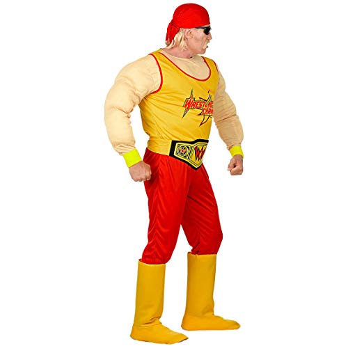 Amakando Originelles Wrestling Kostüm für Männer/Gelb-Rot M (50) / Wrestler Faschingskostüm Sportler/Ideal zu Fasching & Kostümfest von Amakando