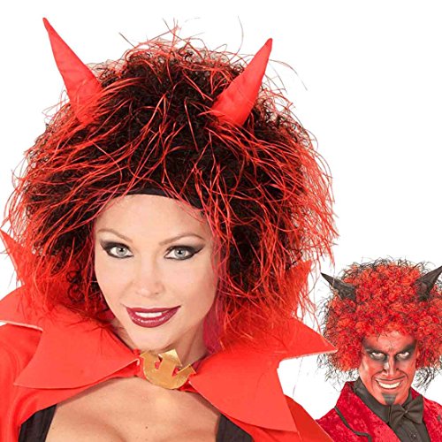 Amakando Perücke Teufelin Teufelsperücke für Damen Halloweenperücke Dämon Kopfbedeckung Satan Walpurgisnacht Halloween Kostüm Zubehör von Amakando