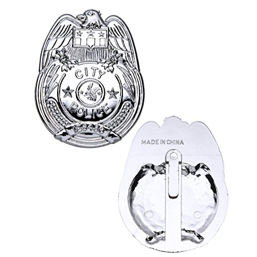 Amakando Polizeiabzeichen Polizei Erkennungsmarke Silber Polizeimarke Anstecker Police Badge Scherzartikel Dienstmarke Polizisten Marke Accessoire von Amakando