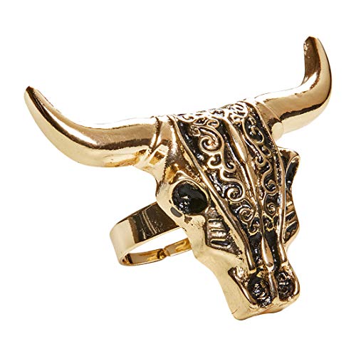 Amakando Prolliger Fingerring mit Stierkopf/Gold/Mafia Ganove Accessoire geeignet zu Fasching & Wilder Westen Party von Amakando