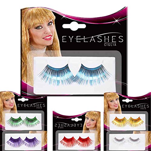 Amakando Selbstklebende Künstliche Wimpern Party Kunstwimpern türkis Lange Falsche Eyelashes Fasching Effekt Wimpernverlängerung Wimpernextensions Makeup Accessoire Karneval Kostüm Zubehör Damen von Amakando