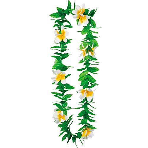 Amakando Stilvolle Hawaiikette Aloha/Grün-Weiß/Karibische Hula Blütenkette/Wie geschaffen zu Sommerfest & Strandparty von Amakando