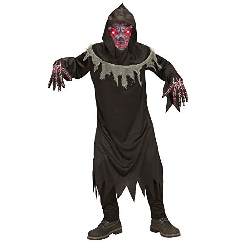 Amakando Unheimliches Monster Kostüm für Kinder mit Leuchtaugen/Schwarz 164, 14-16 Jahre/Düstere Verkleidung Luzifer für Jungen & Mädchen/Perfekt geeignet zu Horror-Party & Karneval von Amakando