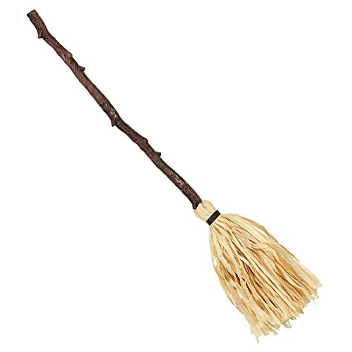 Amakando Verhexter Zauberbesen als Kostüm-Zubehör für Kinder/Braun-Beige 125cm / Hochwertiges Hexenkostüm-Accessoire/Genau richtig zu Walpurgisnacht & Karneval von Amakando