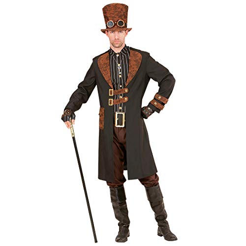 Amakando Viktorianisches Steampunk-Outfit für Herren/Braun-Schwarz L (52) / Elegante Gothic-Jacke mit Hemd & Zylinder Biedermeier/EIN Highlight zu Karneval & Themenabend von Amakando