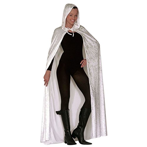 Amakando Weißer Umhang Samt Cape 150 cm Venezianischer Karneval Kapuzenumhang Gespenst Gewand mit Kapuze Langer Zaubererumhang Halloween Verkleidung Zauberer von Amakando