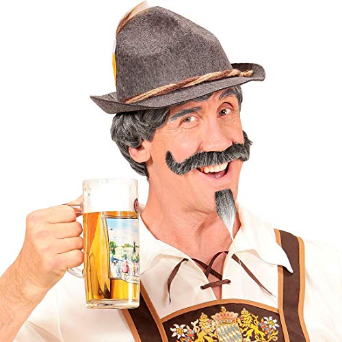 Amakando Witzige Bayer Kurzhaar-Perücke mit Schnauz- und Kinnbart/Grau/Haariges Kostüm-Zubehör Seppl für Männer/Genau richtig zu Fasching & Karneval von Amakando