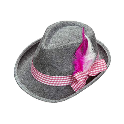 Amakando Witziger Bayern-Hut als Kostüm-Zubehör Dirndl/Filz grau mit Karoband & Federn rosa-weiß/Sepplhut für Damen/Ideal zu Karneval & Themenabend Amakando Witziger Bayern-Hut als Kostüm-Zubehör Dirndl/Filz grau mit Karoband & Federn rosa-weiß/Sepplhut für Damen/Ideal zu Karneval & Themenabend von Amakando