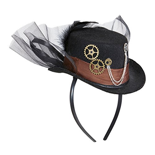 Amakando Zylinder Hut Zahnrad Retro-Futurismus Zylinderhut Zahnräder Minihut Clockwork Haarreif Gothic Fascinator Steampunk Minizylinder von Amakando