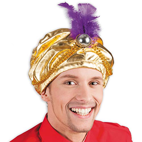 Arabische Kopfbedeckung/Gold/Glänzender Sultan-Hut für Erwachsene/EIN Blickfang zu Fasching & Karneval von Amakando